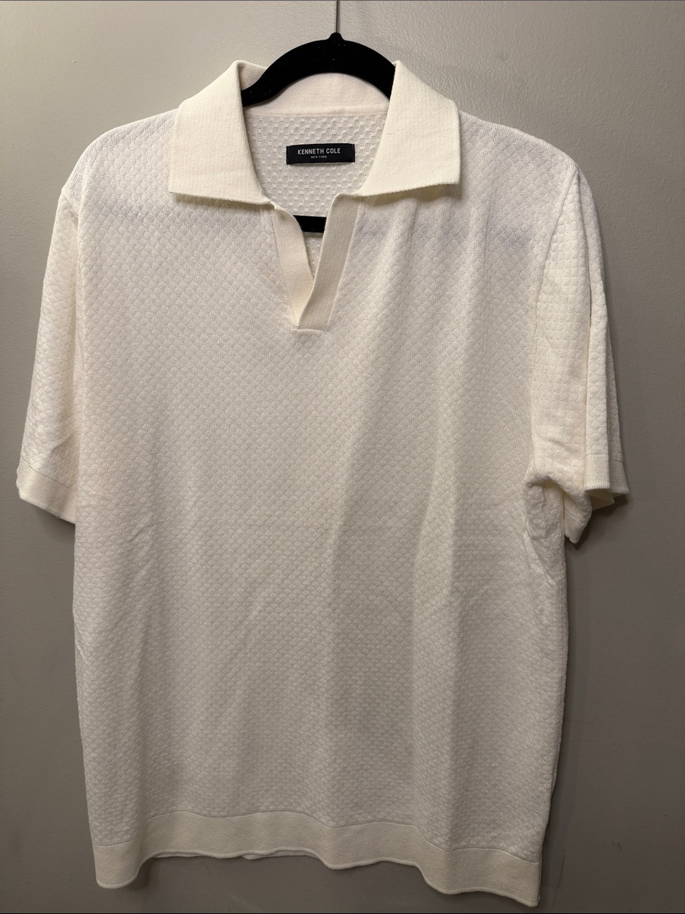 Kenneth Cole Ivory Textured Knit Polo